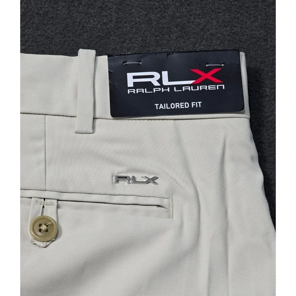 RLX Ralph Lauren Tailored Fit Golf Shorts Mens Beige Sand Flat Front Size 38 NWT